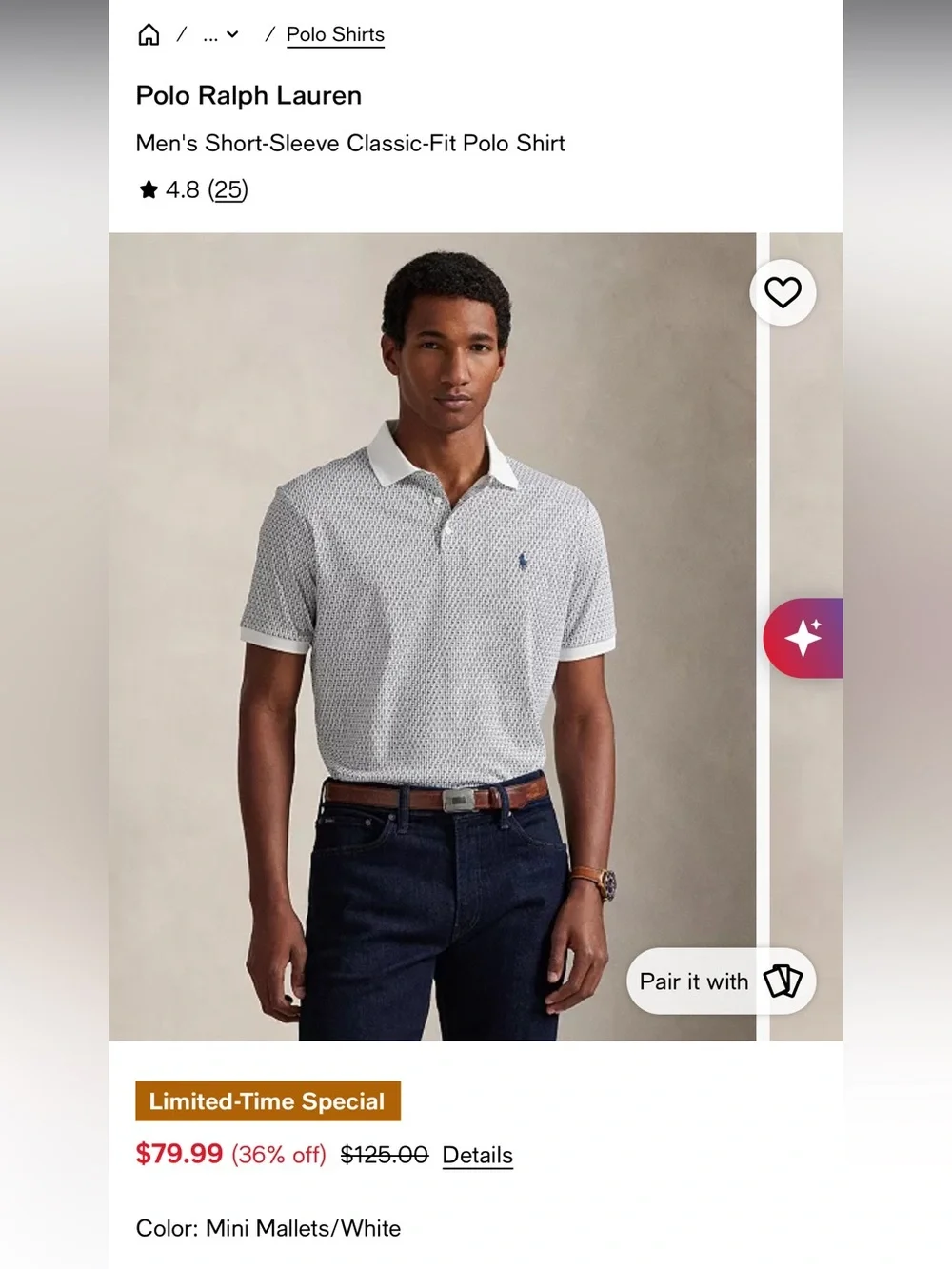 Ralph Lauren Light Lavender Polo with Embroidered Pony